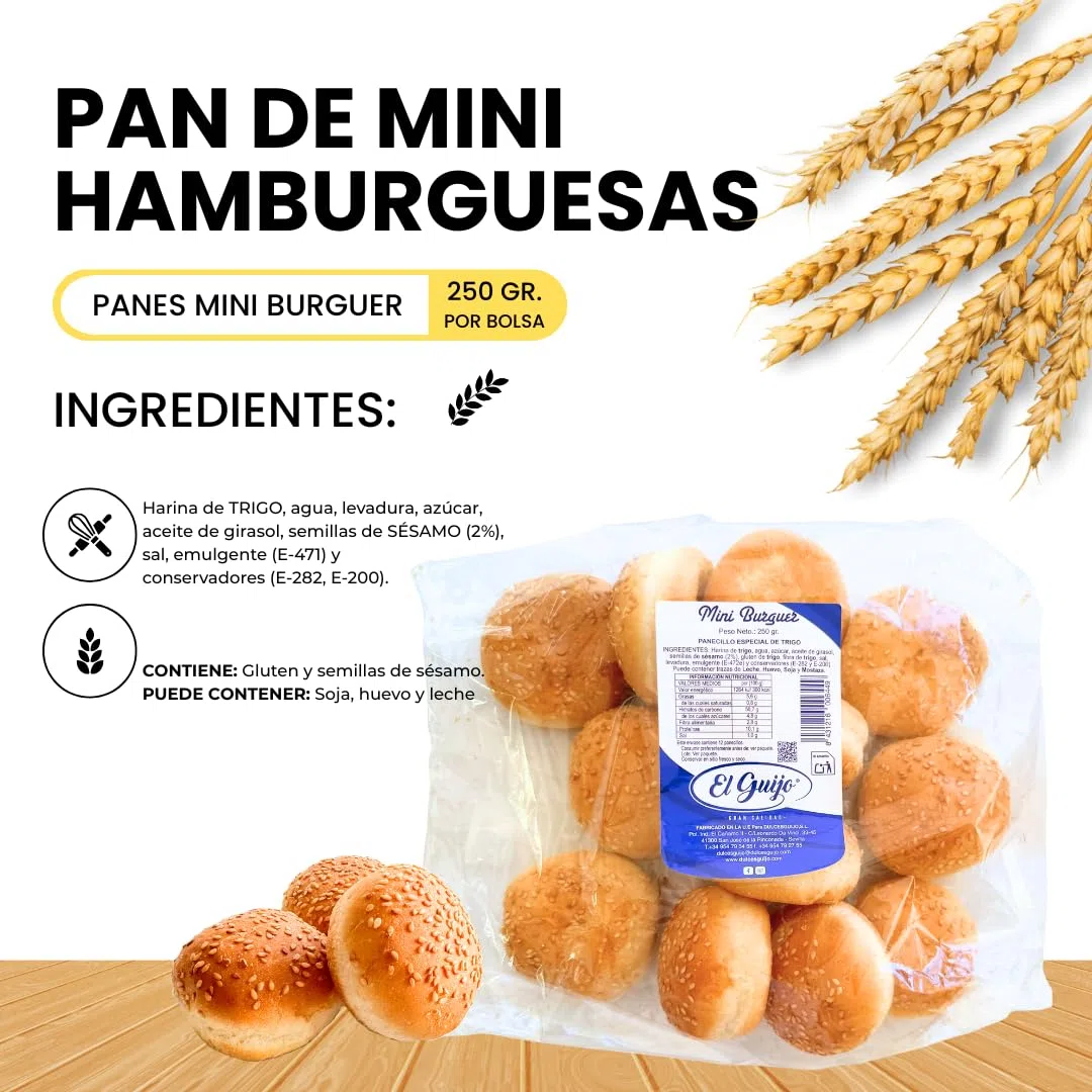 IPACK Pan Mini Hamburguesa con Sésamo, Pack 3 x 250 g (36 mini panes, 750 g) | Ideales fiestas y eventos | Hechos en España.