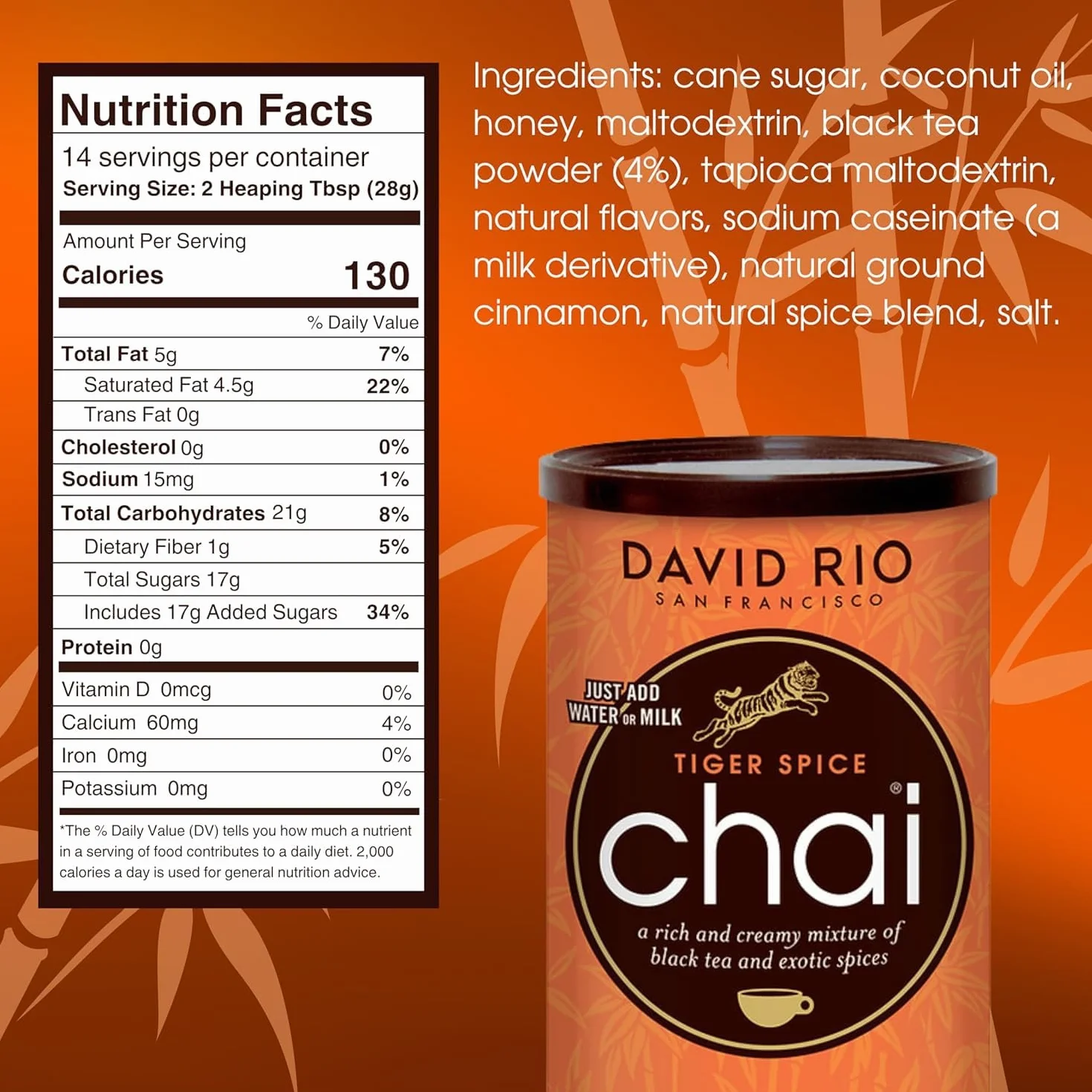 David Rio Chai Mix, Tiger Spice, 14 Ounce