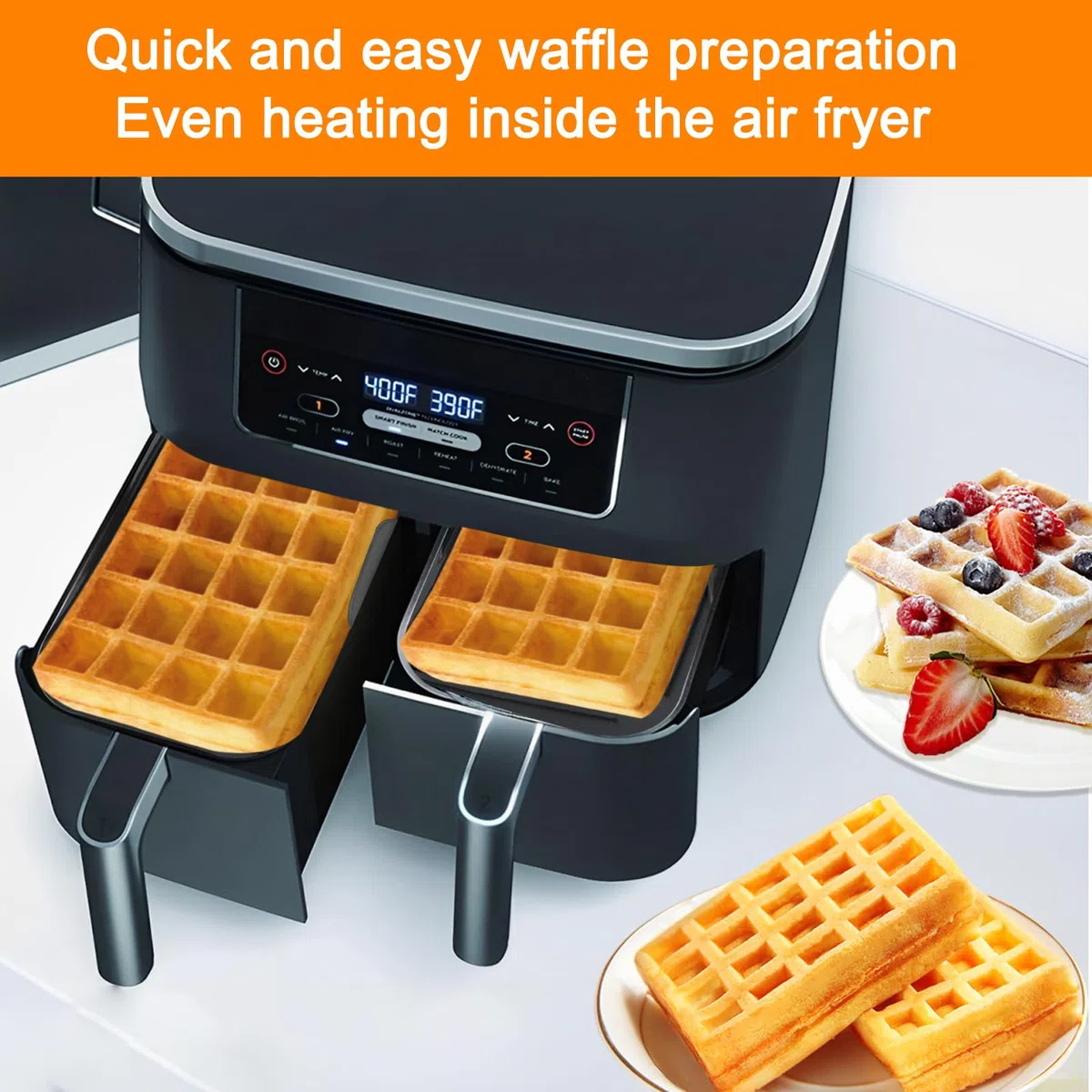 2 Moldes de Silicona para gofre gofres belgas accesorios molde para gofres Compatibles con AF400EU AF451EU SL400EU Freidoras de Aire Diseño Apilable Ideal para Hacer Deliciosos Gofres