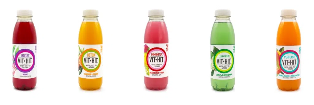 VIT HIT INMUNITEA | Fruta del Dragón y Yuzu | Bebida Vitaminada con zumo y té de Ceilán | Bebida sin calorías | Botella de 500 ml