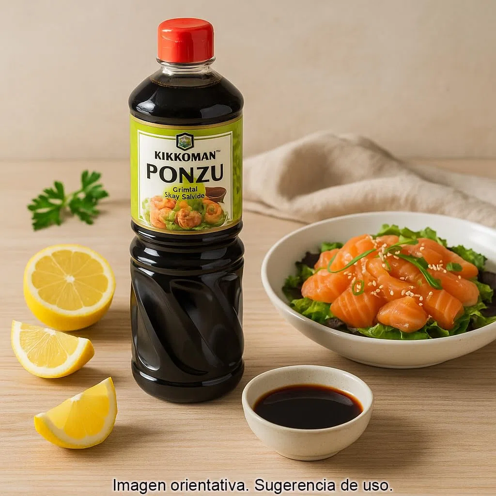Salsa Ponzu japonesa 1 L con soja y limón, condimento umami cítrico para marinados, dips y aliños, apta veganos