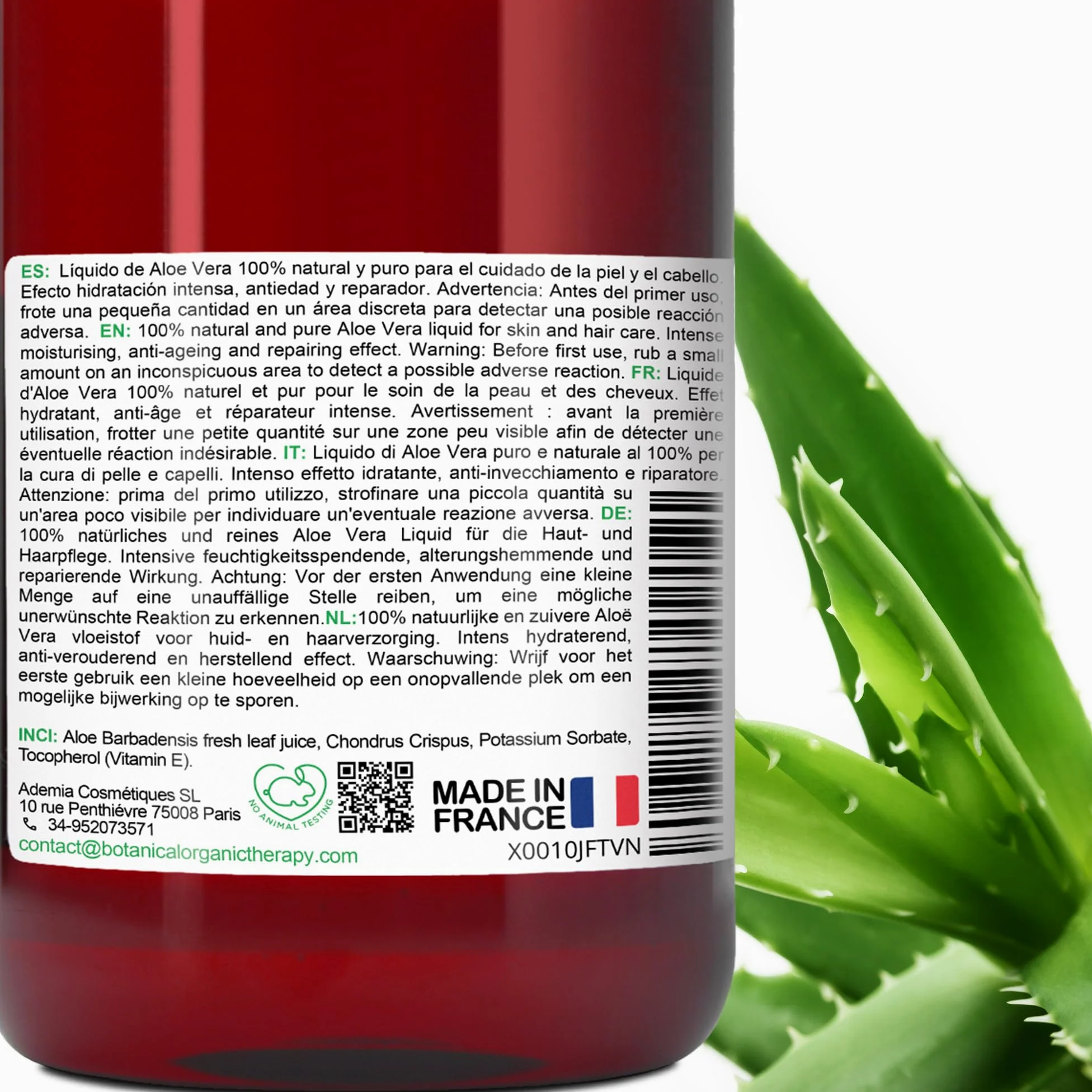 B.O.T Cosmetic & Wellness - Jugo de Aloe Vera 100% Natural | Rico en Vitaminas y Minerales | Ideal para Desintoxicación y Piel, 250 ml