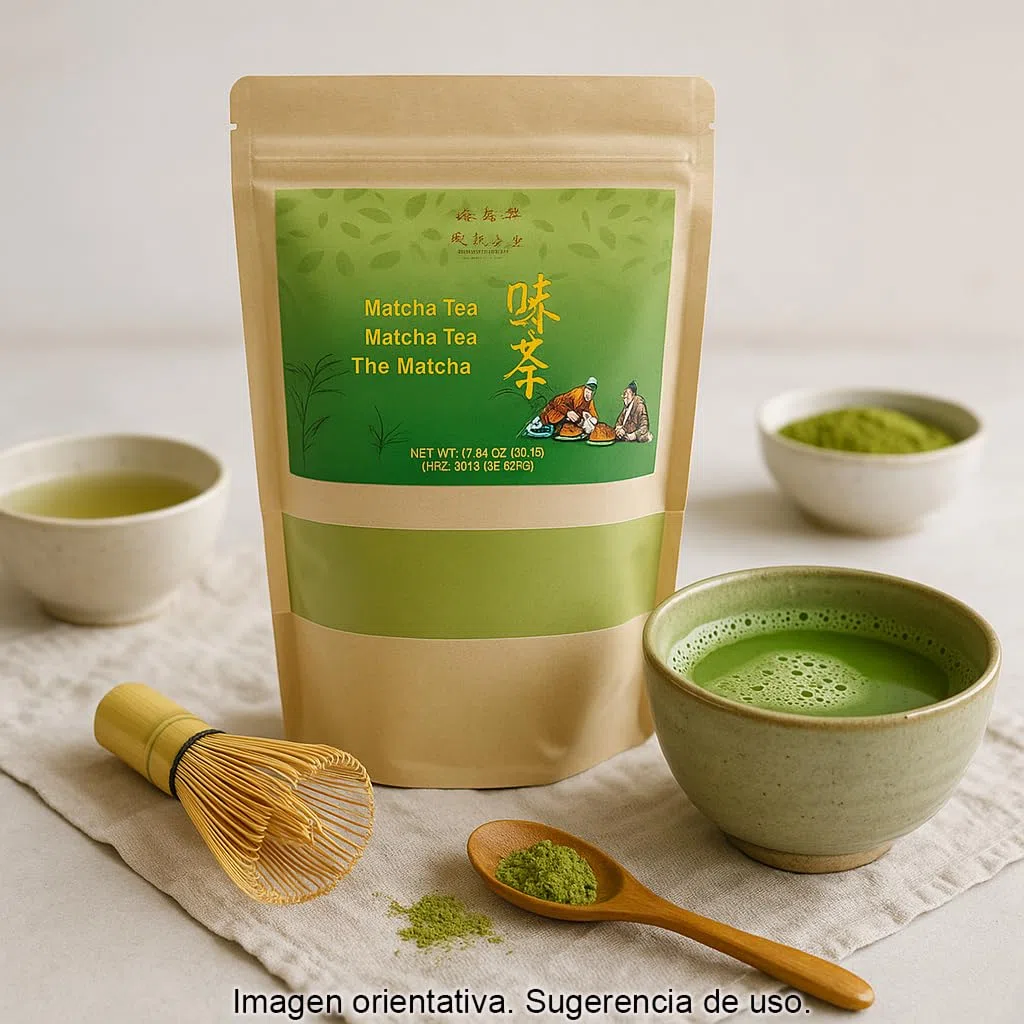 Té Matcha en Polvo 500 g Bolsa Zip Resellable, Té Verde Molido para Matcha Latte, Repostería y Bebidas Frías, Sabor Vegetal Suave, Uso Doméstico y Profesional