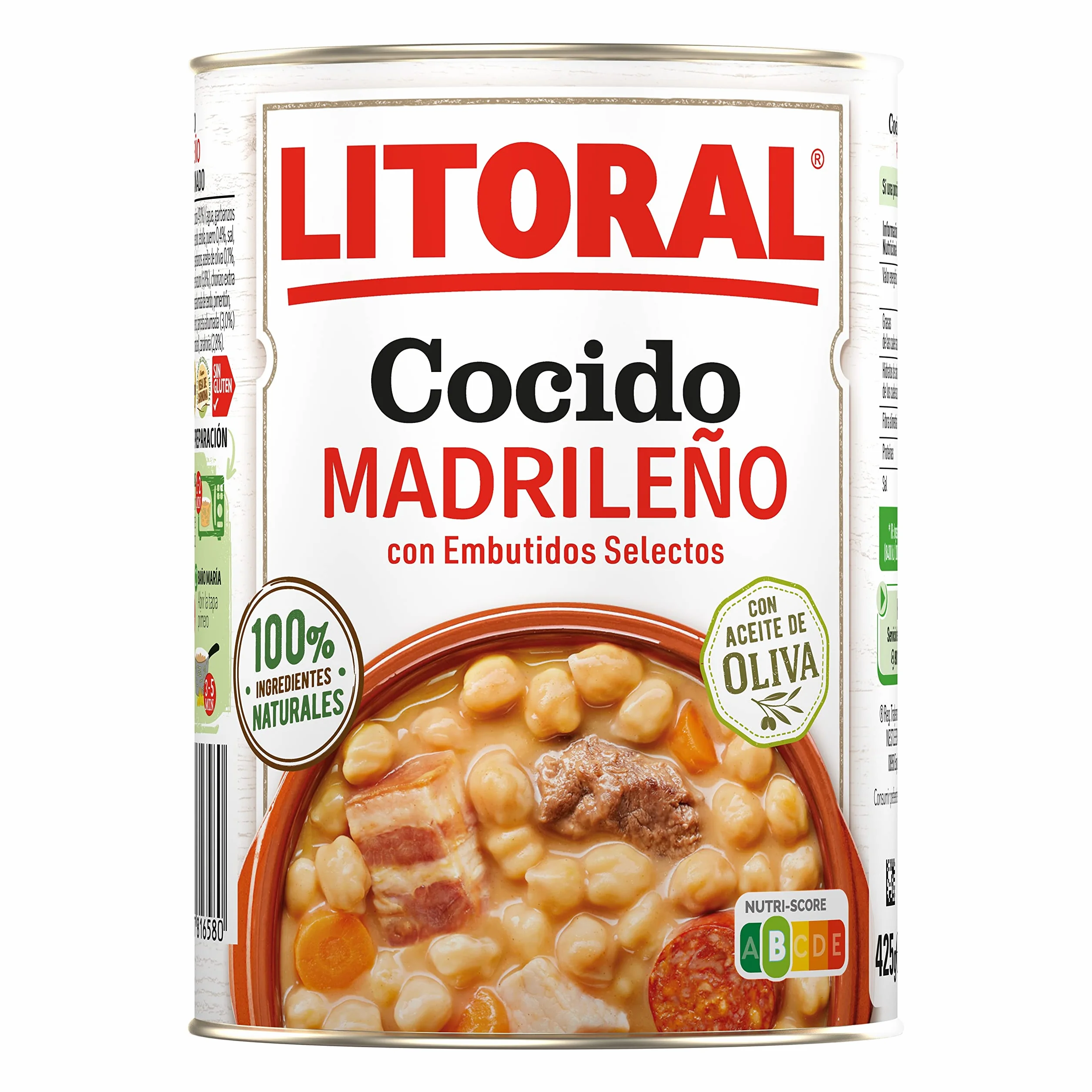 LITORAL Cocido Madrileño Plato Preparado Sin Gluten Pack 6x425g 2.55kg