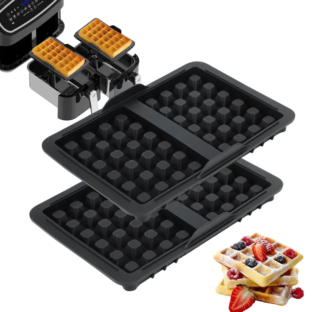 2 Moldes de Silicona para gofre gofres belgas accesorios molde para gofres Compatibles con AF400EU AF451EU SL400EU Freidoras de Aire Diseño Apilable Ideal para Hacer Deliciosos Gofres