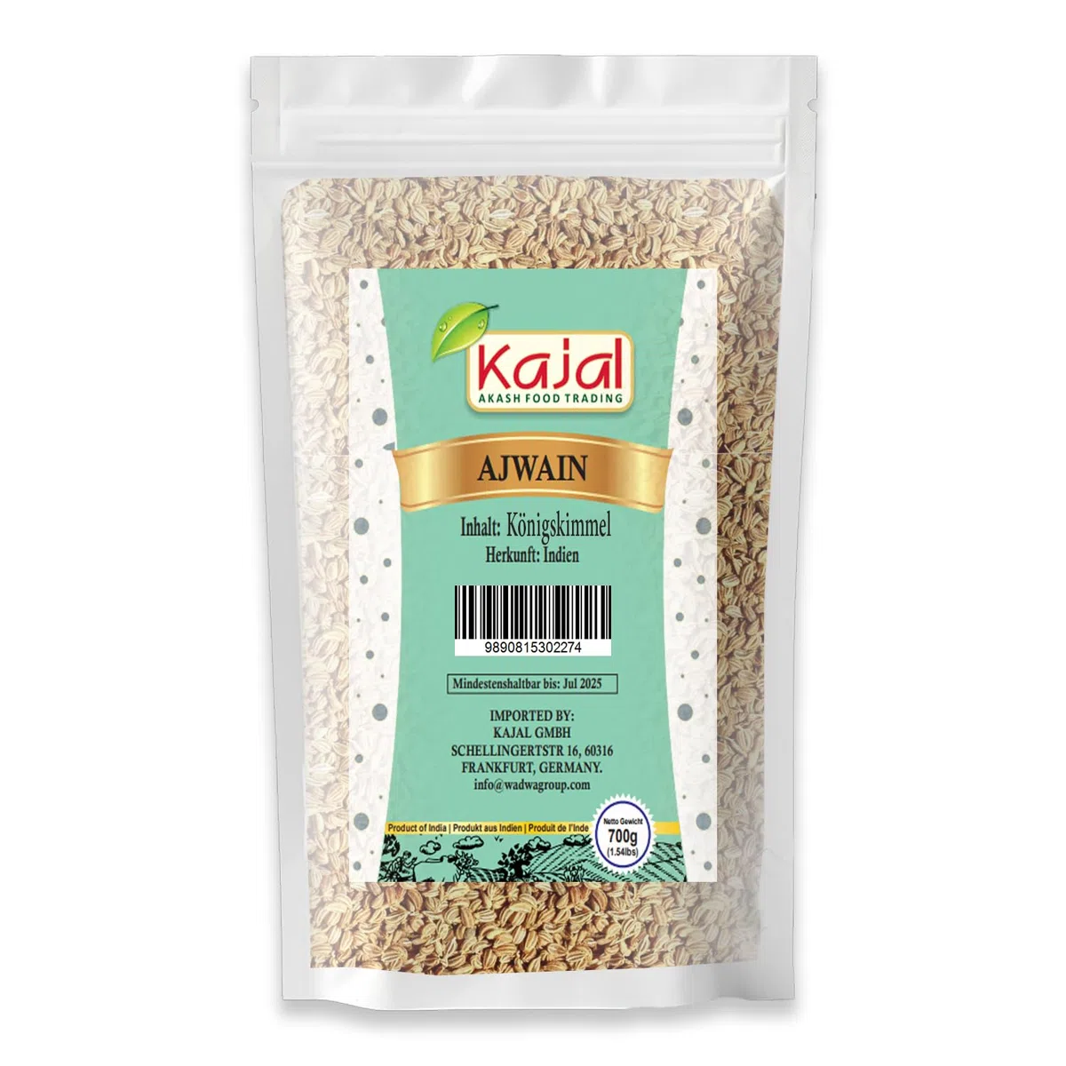 Kajal Ajwain - Semillas indias de ajwain, 700 g, frescas y aromáticas, para digestión y cocina, especias para curry y masala, sin gluten premium