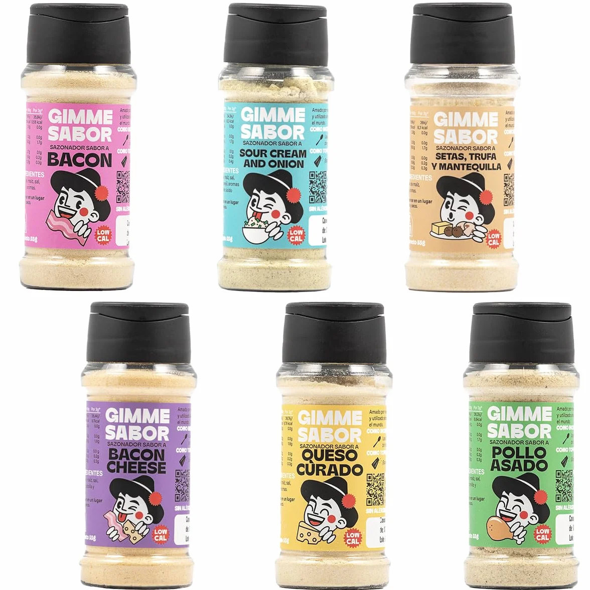 Gimme Sabor Pack 6 Sazonadores Veganos 6x55 g Mezcla de Especias Sin Gluten Sin Lácteos