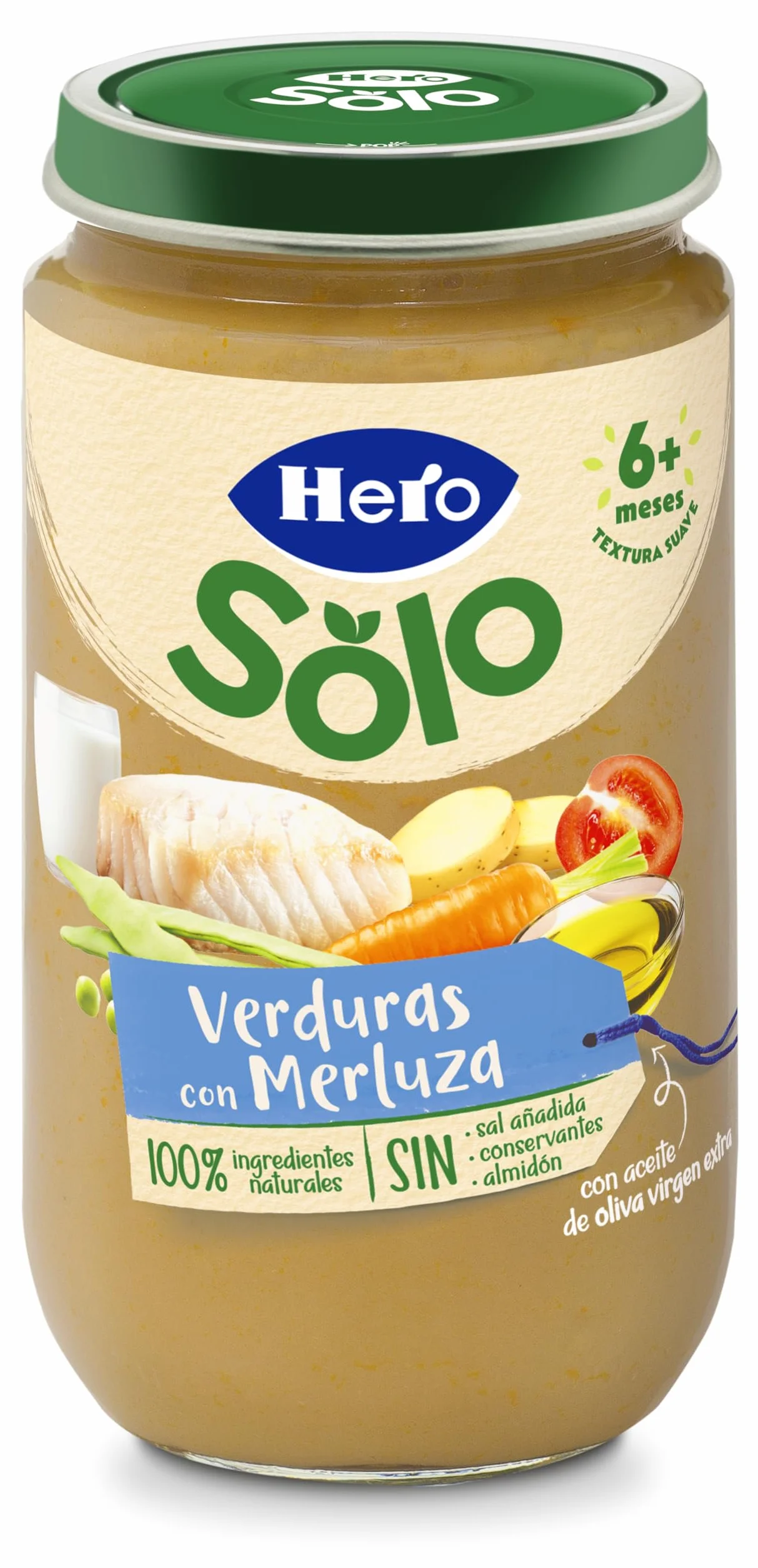 Hero Baby Tarrito Infantil Verduritas con Merluza, 235 g, 12 sztuk, od 8 miesiąca, bez oleju palmowego