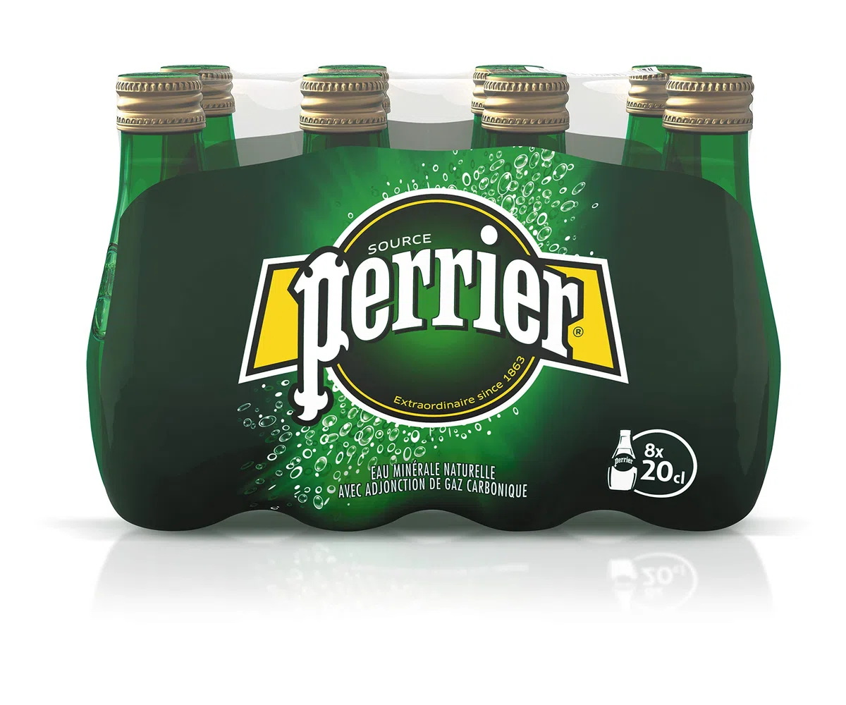 Perrier Agua mineral natural carbonatada – 8 botellas de cristal de 20 cl