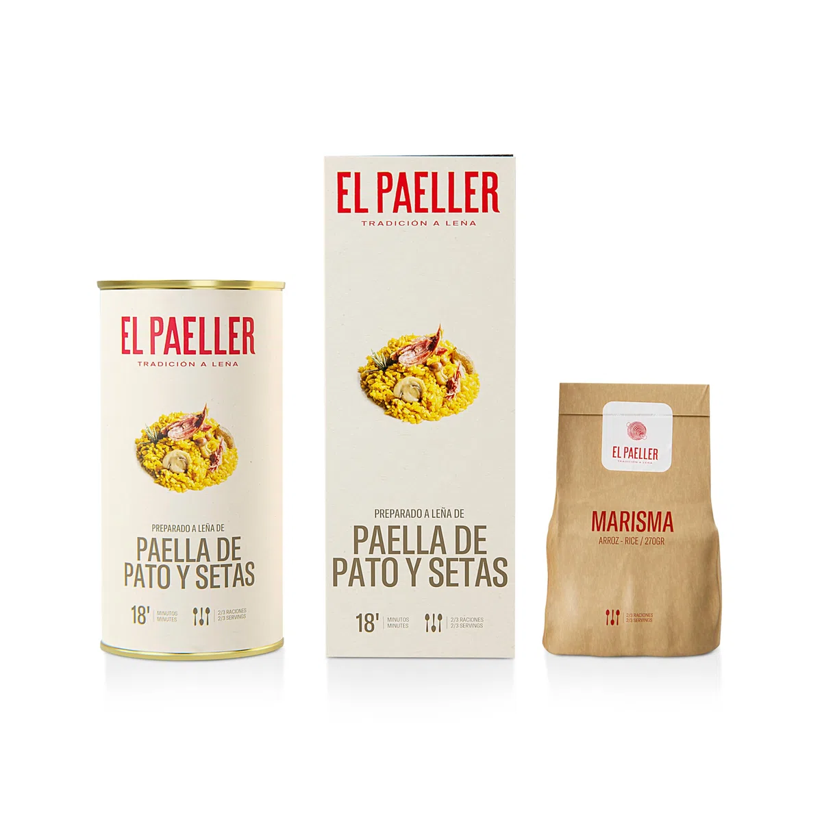 EL PAELLER - Preparado Paella de Pato y Setas | Cocinada Artesanalmente a Leña | Ingredientes 100% Naturales | Para 2-3 Personas | Fácil de Preparar en tan solo 18 Minutos | Sin Gluten