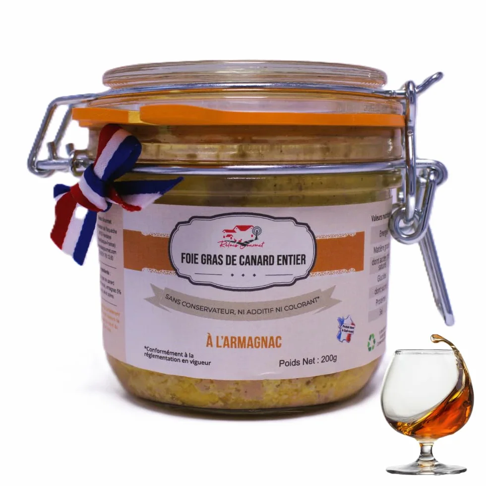 Foie Gras de Pato Entero al Armagnac 80 g – Relais Gourmet | Artesanal Francés del Suroeste | Sin Conservantes, Aditivos ni Colorantes | Ideal para Navidad, Regalos y Celebraciones