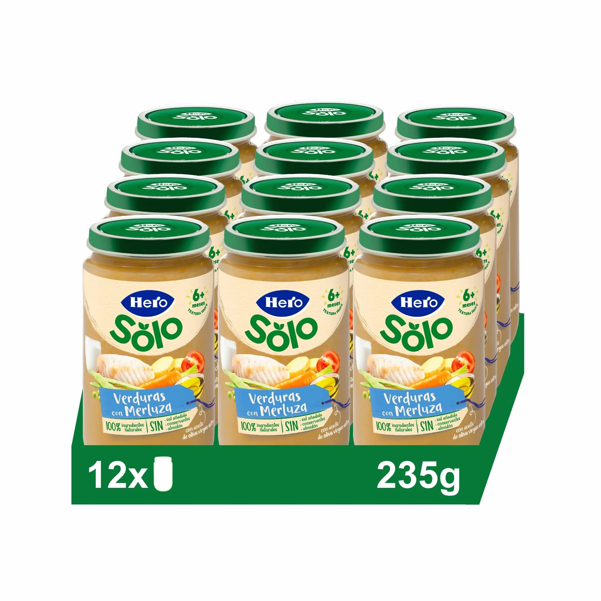 Hero Baby Tarrito Infantil Verduritas con Merluza, 235 g, 12 sztuk, od 8 miesiąca, bez oleju palmowego