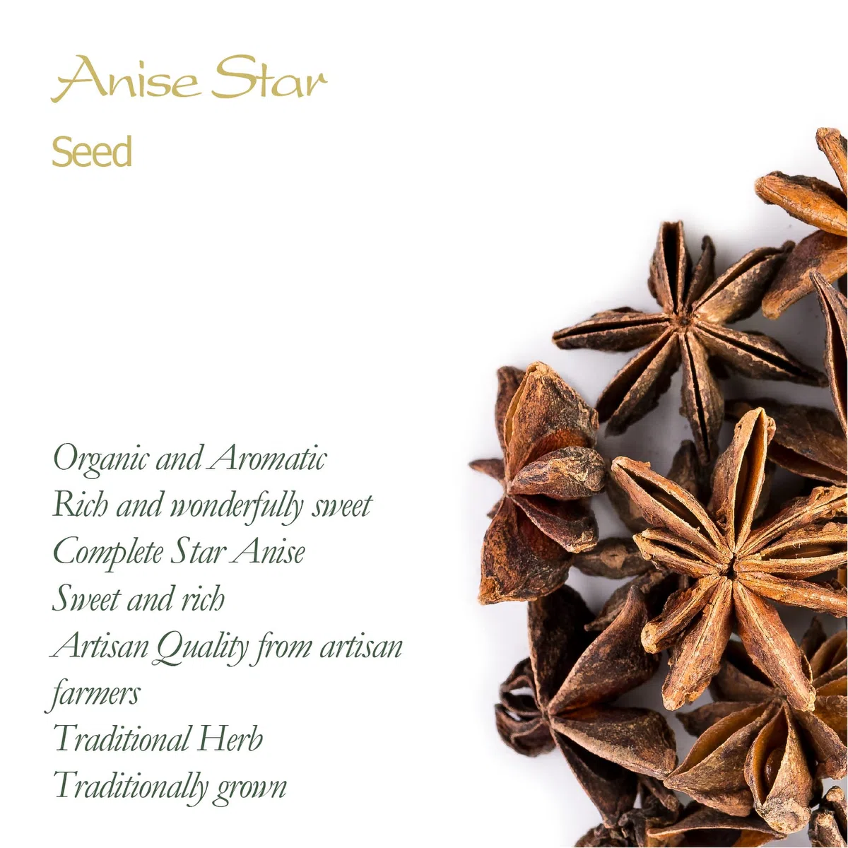 Anís Estrellado Orgánico Infusión Semillas - Badiana Sabor Dulce E Intenso - Anís Estrellado O Illicium Verum 200g