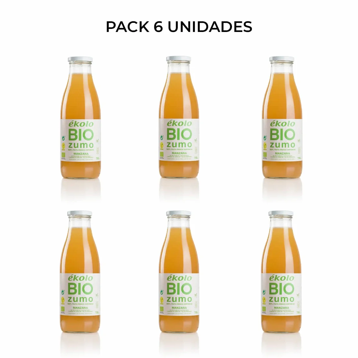 ÉKOLO Zumo de Manzana Ecológico, 100% Exprimido, 6 Botellas x 750 ml, 4500 ml
