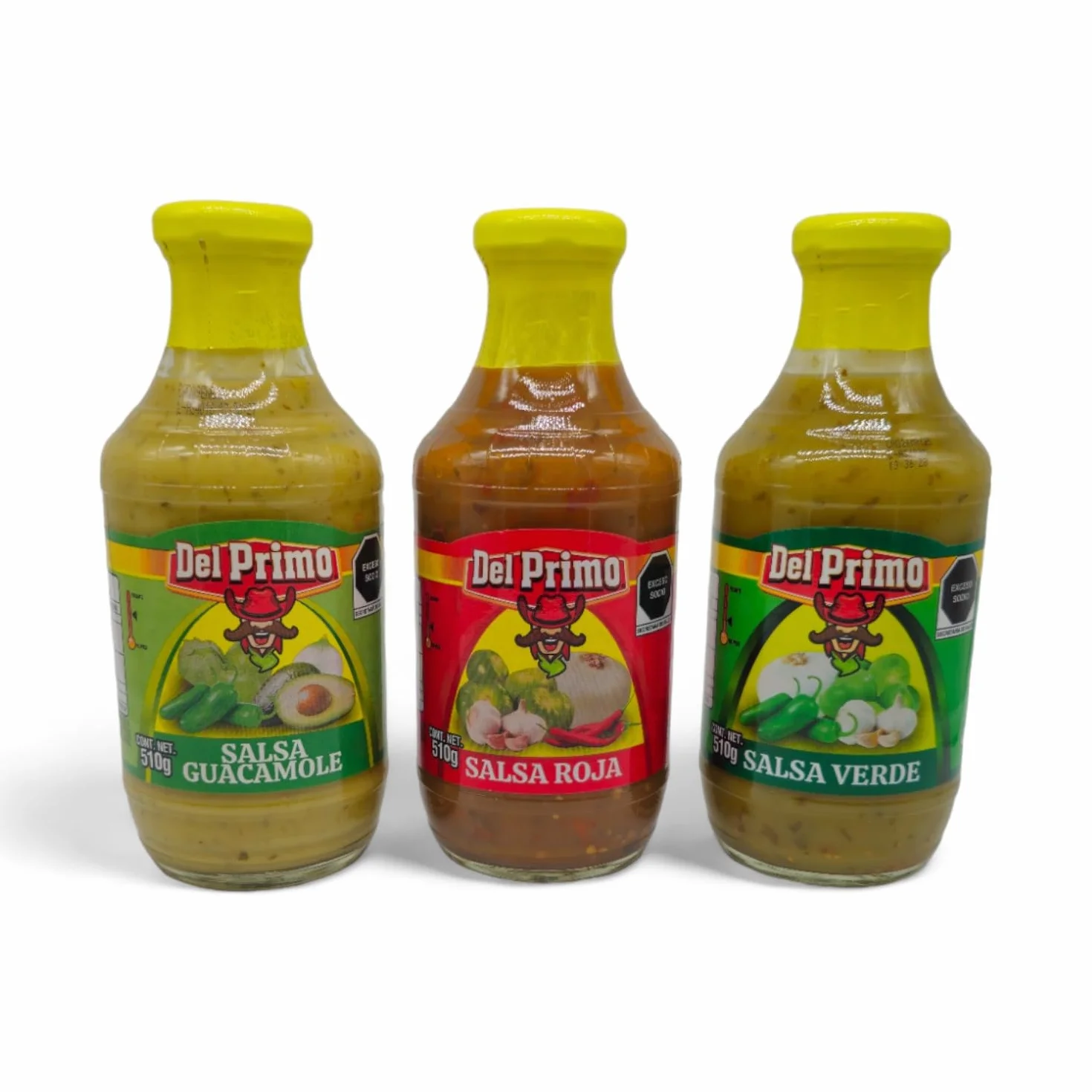 Del Primo México Salsa Verde, Salsa Roja y Salsa Guacamole 3x 510g