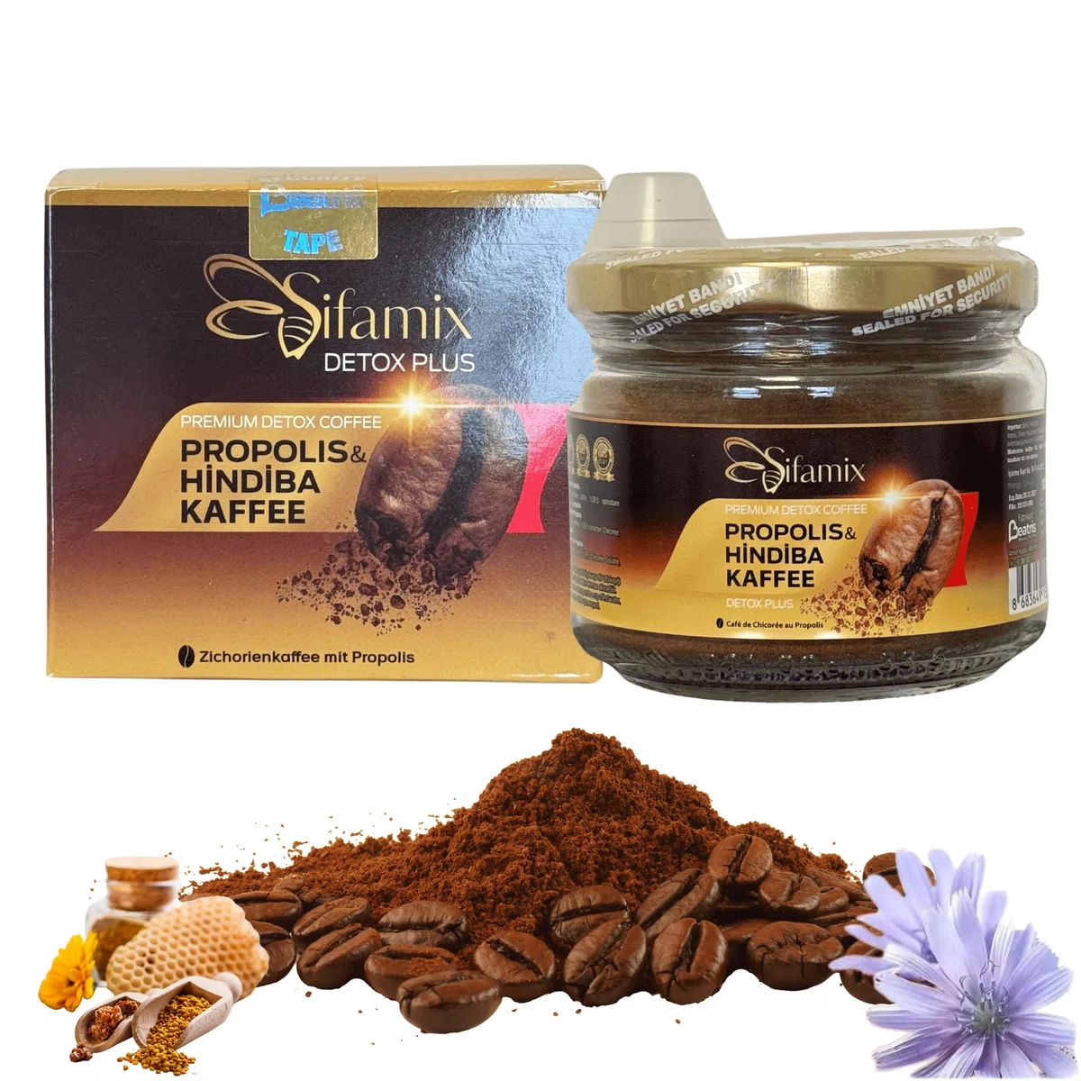 Café Detox con Achicoria y Propóleo - Café Dietético | Natural Premium | Apoya la Pérdida de Peso | Saludable y 100% Natural | Aumenta la Energía | Promueve la Digestión y la Desintoxicación