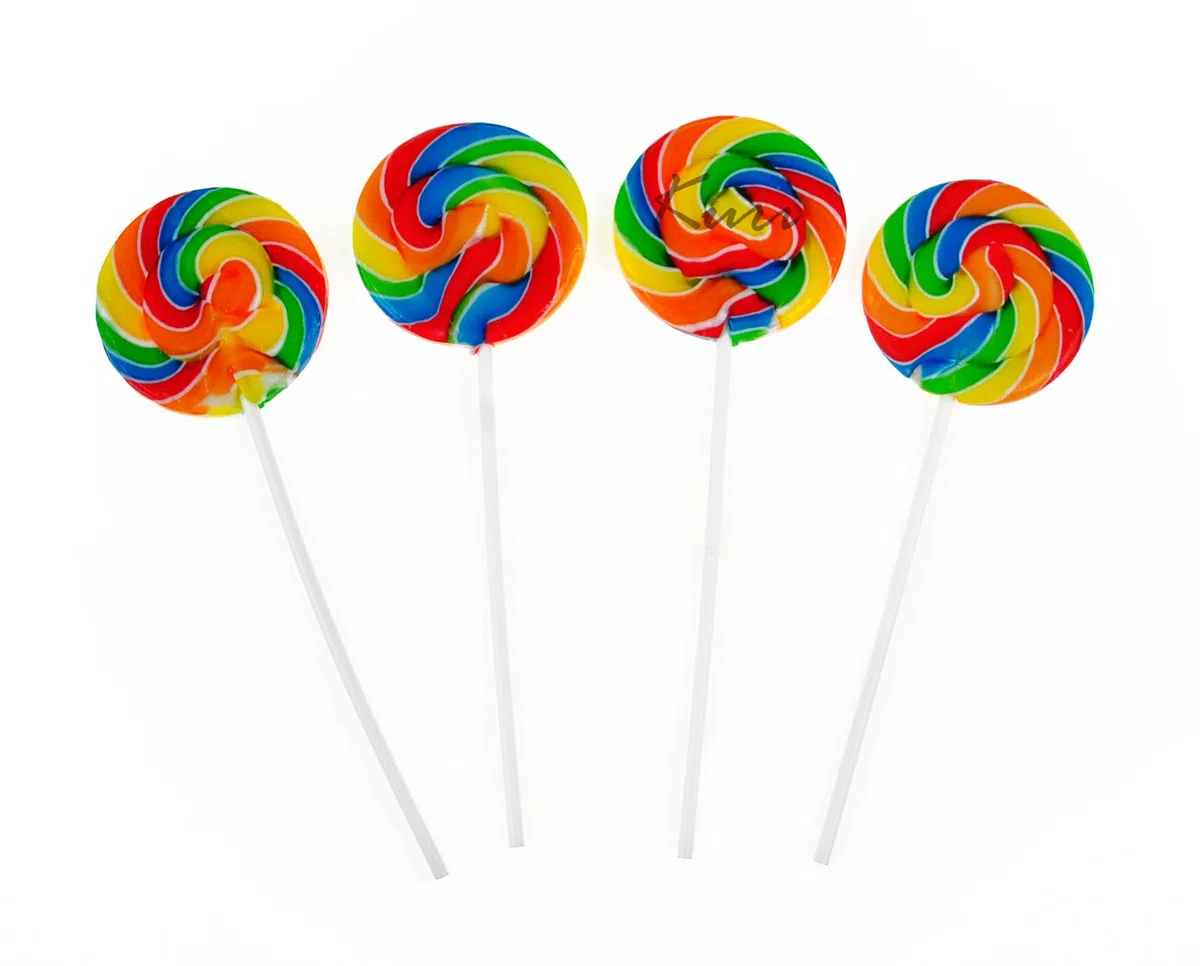 Piruletas redondas de colores con sabor dulce - 30 gramos - 18 piezas - espiral arcoíris