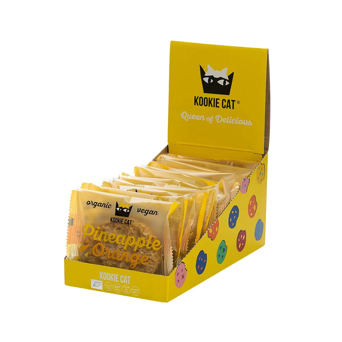 Kookie Cat Galletas Veganas de Piña y Naranja Individualmente Envueltas. Sin Gluten, Sin Soja, Bio y Orgánicas. Anacardos y Avena. Multipack de 12 x 50 g