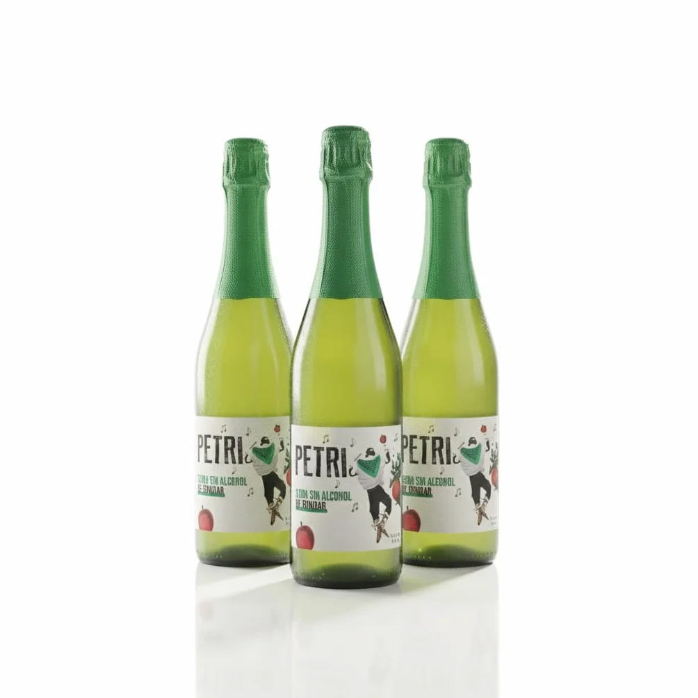 Sidra Petri Sin Alcohol 75 cl – Sidra Natural Refrescante y Sin Gluten de la Bodega Petritegi – Elaborada con Manzanas Seleccionadas (Pack 3)
