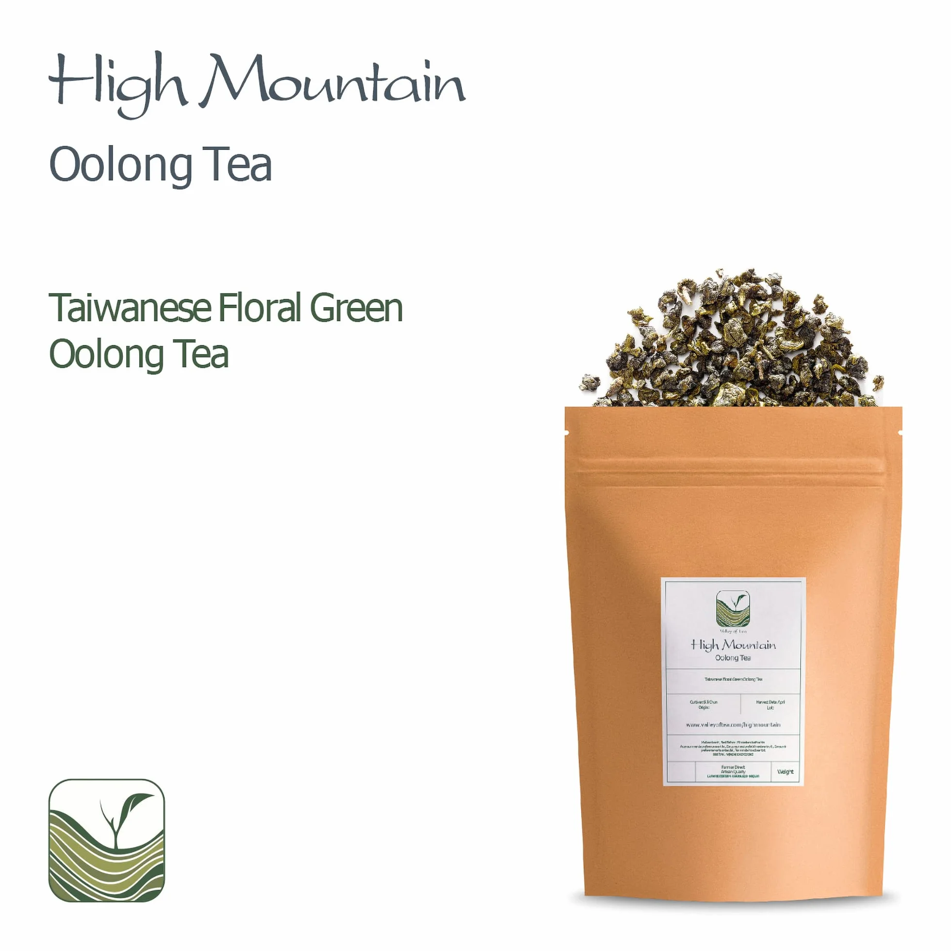 Valley of Tea - Té Oolong de Montaña Alta Taiwán - Wulong Té Tieguanyin - Té Blu Taiwanés - 100 g (Paquete de 1)
