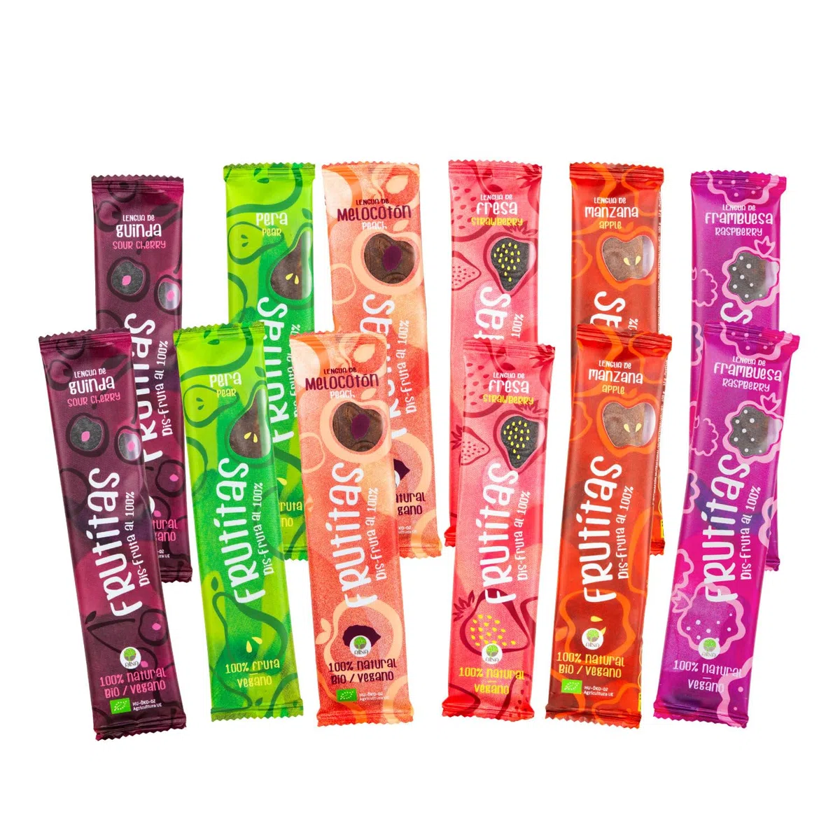 Frutitas Snack de Fruta Surtido, 100% Fruta, Sin Azúcar Añadido, Chuches Saludables para Niños, Snack Saludable para Merienda Escolar, Vegano, 12 Unidades