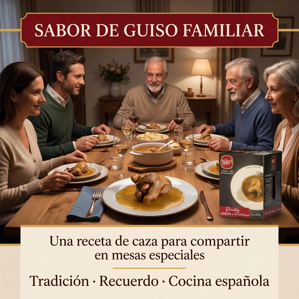POLGRI Perdiz Estofada Toledana Conserva de Caza Comida Gourmet 450 g Lata Oval Estuchada Plato Preparado Receta Espanola Tradicional Ave Selecta Delicatessen Premium Cocina Castilla Toledo Lista