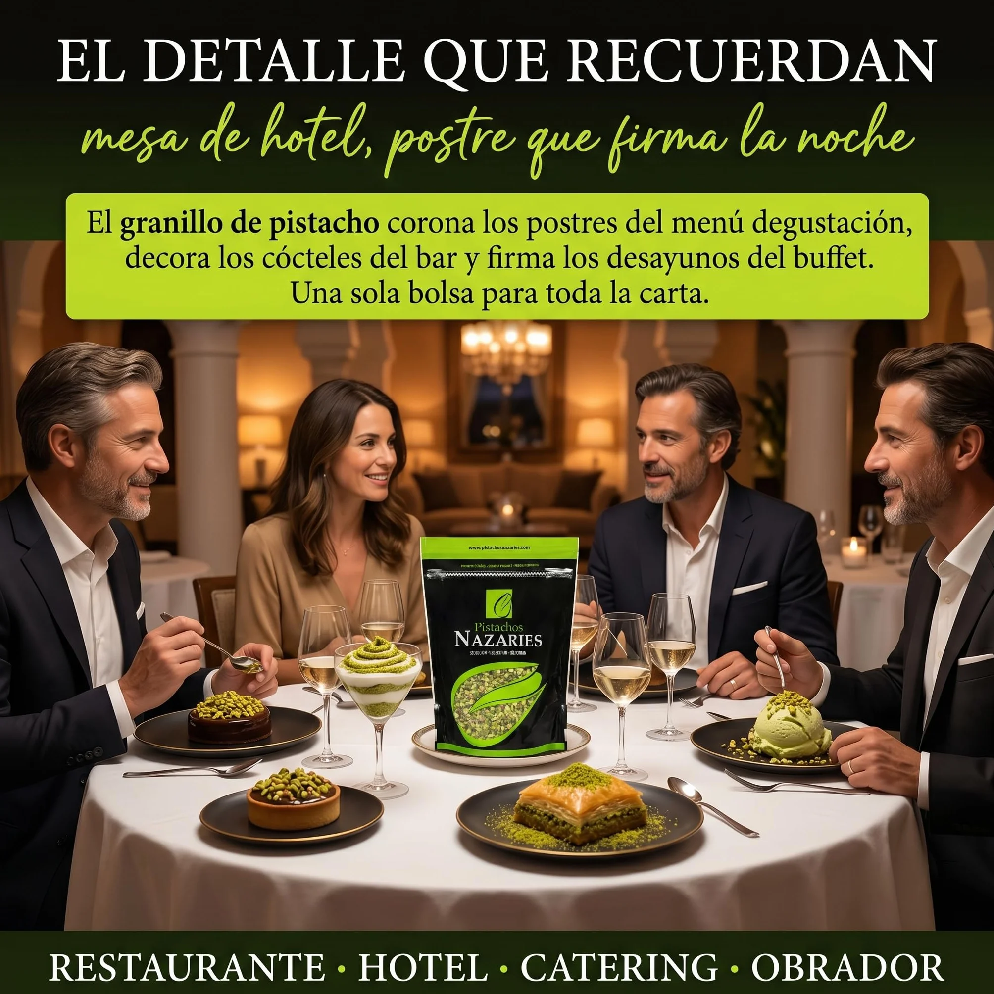 Nazaries Granillo de Pistacho al Natural Sin Sal pack 2x250 g Bolsa Hermetica Sin Gluten Andalucia Troceado Reposteria Helados Tarta Yogur Baklava Decoracion Postres Frutos Secos Picado Crudo Pelado