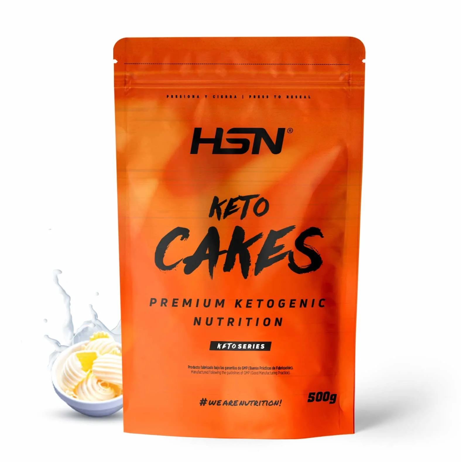 Tortitas Proteicas Sin Gluten Keto Cakes de HSN | Sabor Mantequilla 500 g = 10 Tomas por Envase | Protein Pancake Ideal para la Dieta Cetogénica | Apto Vegetariano, Sin Azúcar añadido