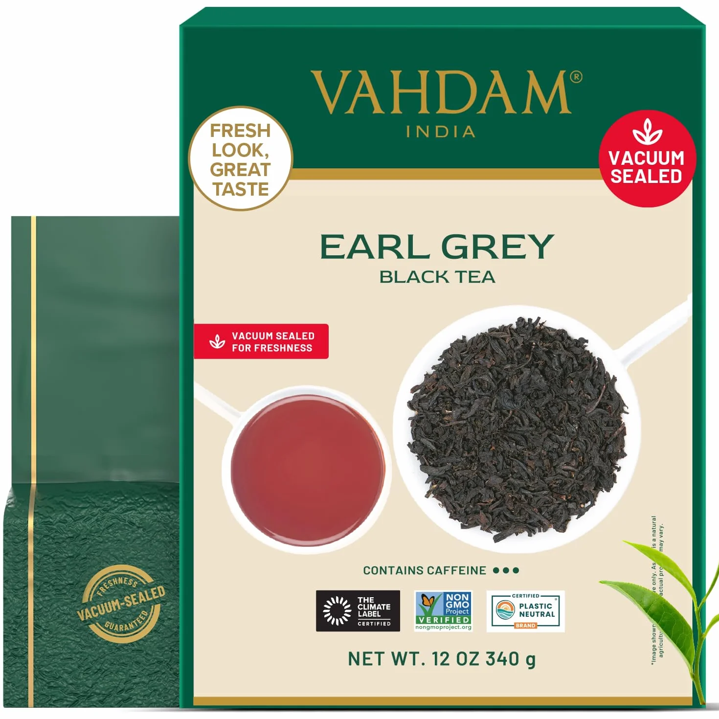 VAHDAM Hojas de Té Negro Earl Grey 340 g 170 tazas Aceite de Bergamota Natural