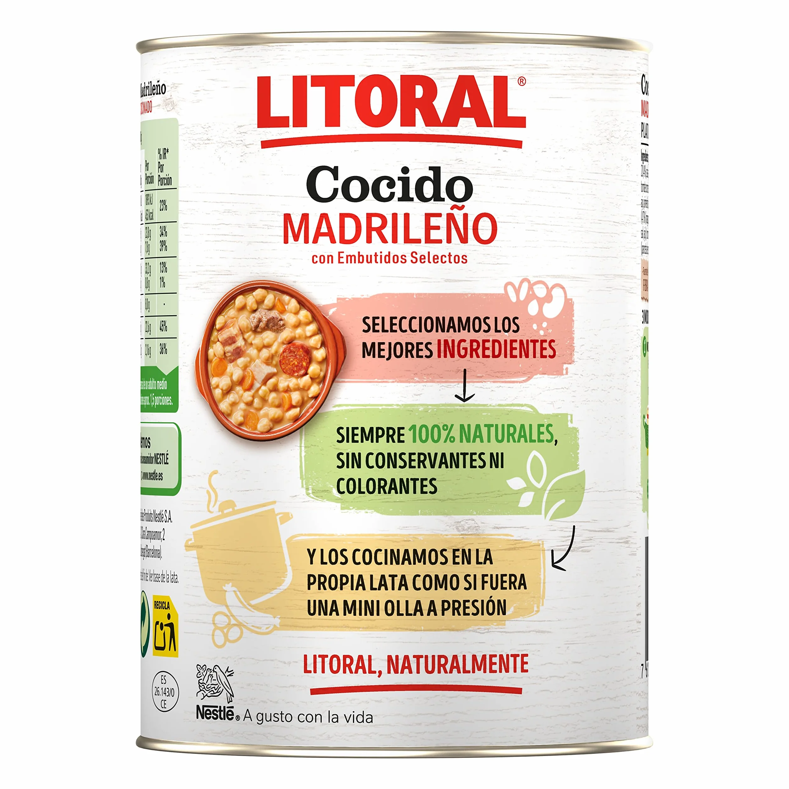 LITORAL Cocido Madrileño Plato Preparado Sin Gluten Pack 6x425g 2.55kg