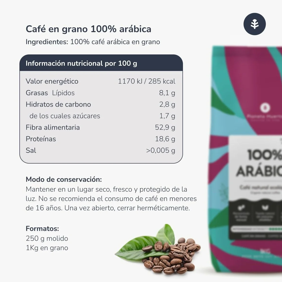 Pack 4x Café molido Eco 100% Arábica Planeta Huerto 250 g