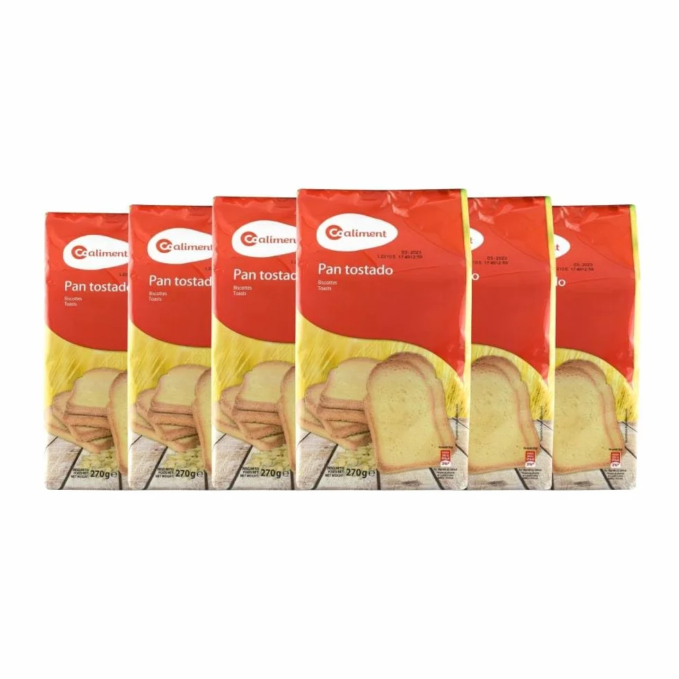 Pan tostado Coaliment 270 g pack de 6-30 Unidades por Paquete (180 Tostadas Total) | Crujiente y Dorado | Ideal para Desayunos y Aperitivos | Larga Duración