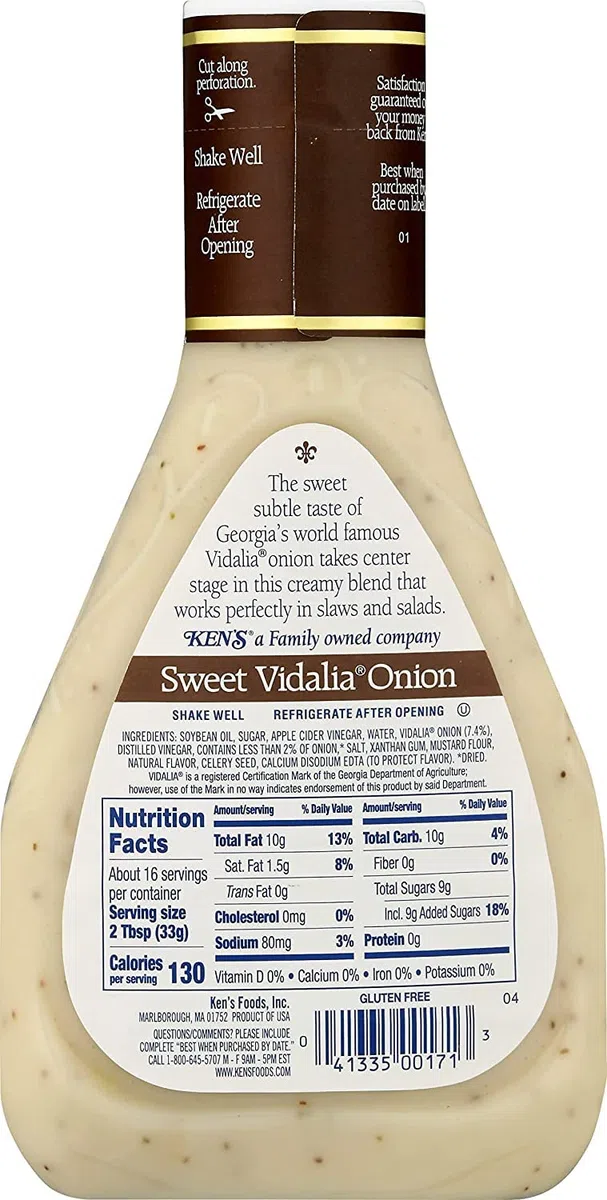 Ken's Steak House Sweet Vidalia Onion Dressing 16oz Bottle (Pack of 2)