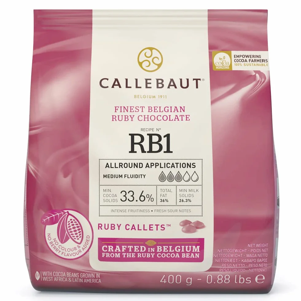 Callebaut Receta N. RB1 El Mejor Chocolate Rubí Belga, 400 g