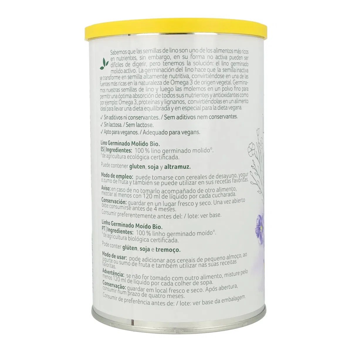 Granovita - Lino Germinado Molido - 100 % Natural - Rico en Omega 3 - Fuente de Proteínas - Mejora la Absorción de Nutrientes - Origen Vegetal - Apto para Veganos - 500 g