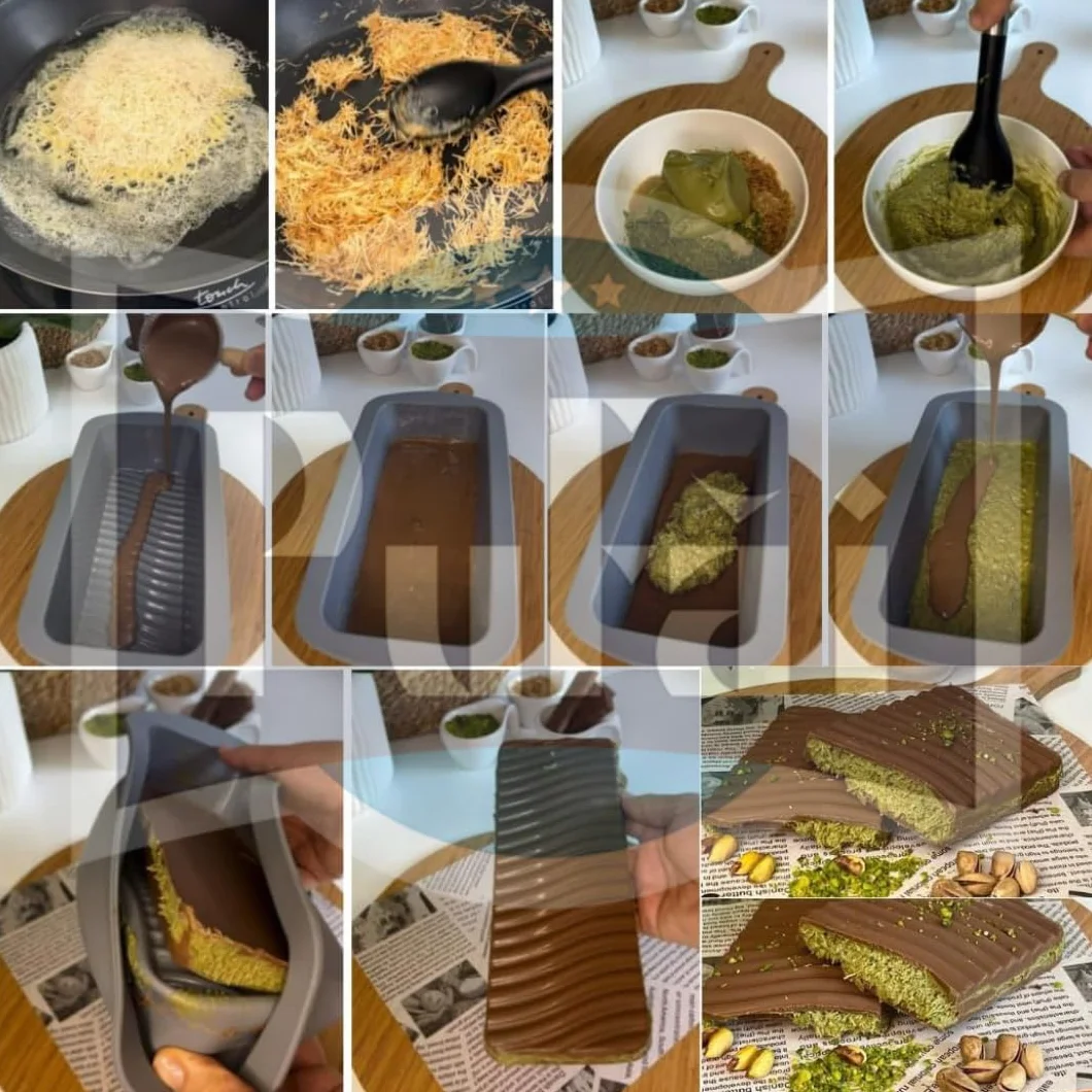 HASTEL Kadayıf tostado para chocolate Dubai, tostado kadaifi listo para usar Kadaifi, hilos de masa de pelo de ángel Kataifi 200 gramos con crema de pistacho 250 gramos tubo de Pufai