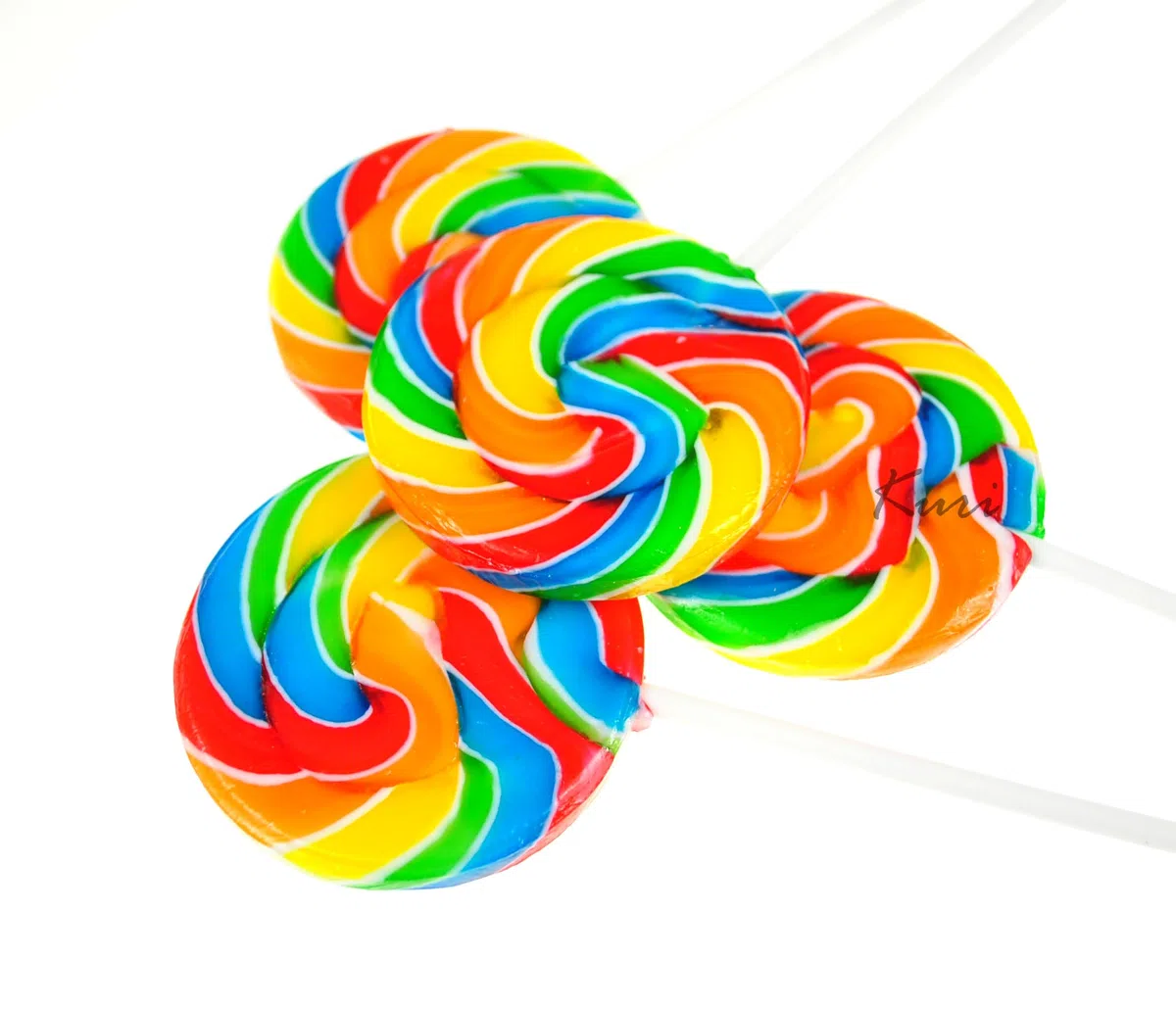 Piruletas redondas de colores con sabor dulce - 30 gramos - 18 piezas - espiral arcoíris