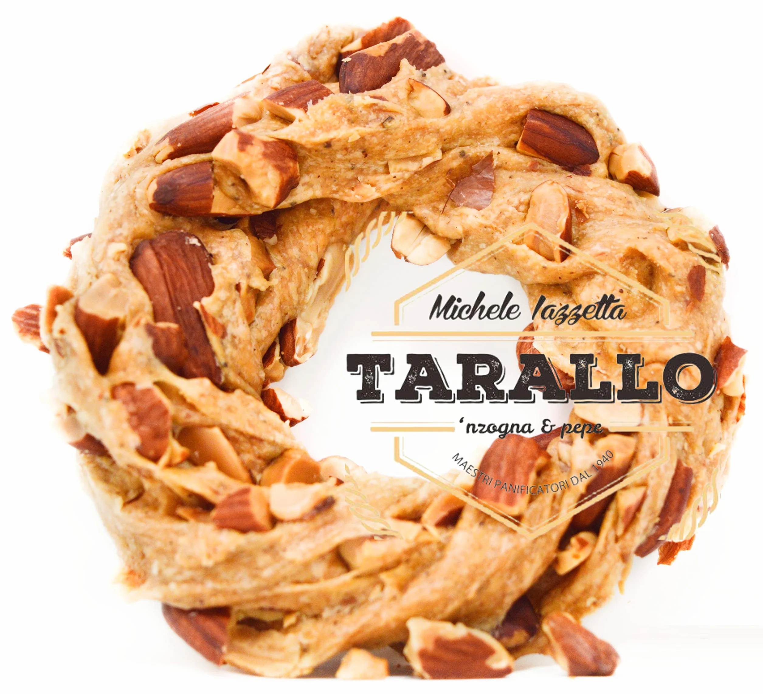 Paquete de Taralli Napolitana Sugna e Pepe de 1Kg manteca de cerdo y pimienta Extra Mandorlato con almendra Nápoles Aperitivo Cena Cerveza