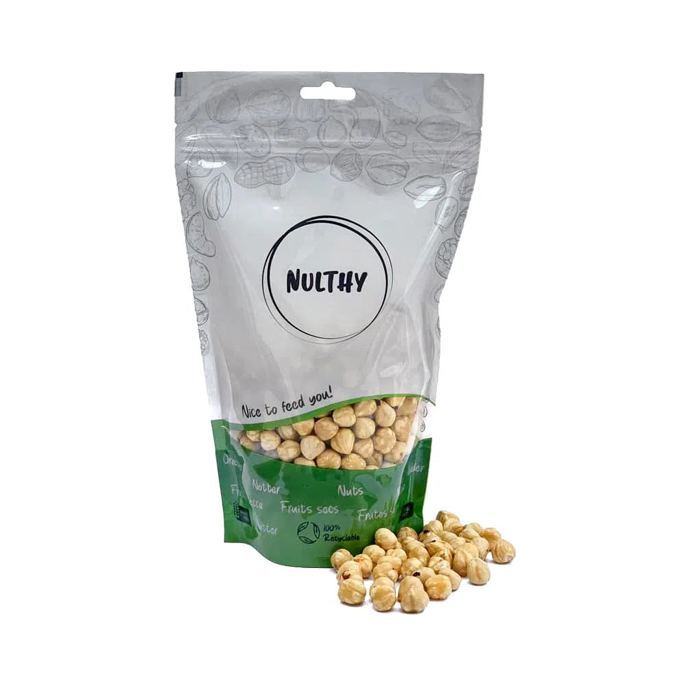 NULTHY - 500gr Avellana Repelada Tostada - Sin Sal - Snack Saludable - Frutos Secos Naturales - Sin Gluten - Vegano