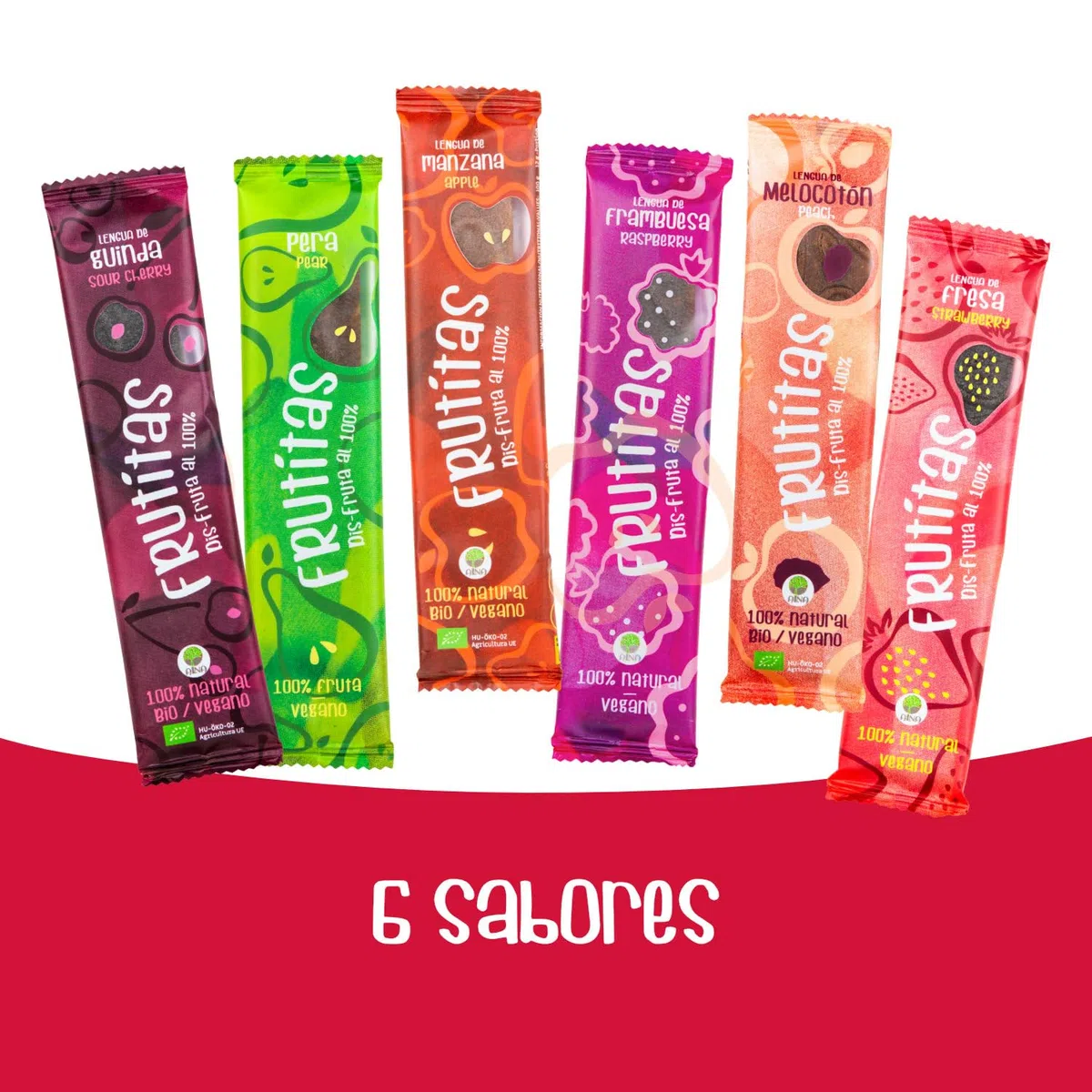 Frutitas Snack de Fruta Surtido, 100% Fruta, Sin Azúcar Añadido, Chuches Saludables para Niños, Snack Saludable para Merienda Escolar, Vegano, 12 Unidades