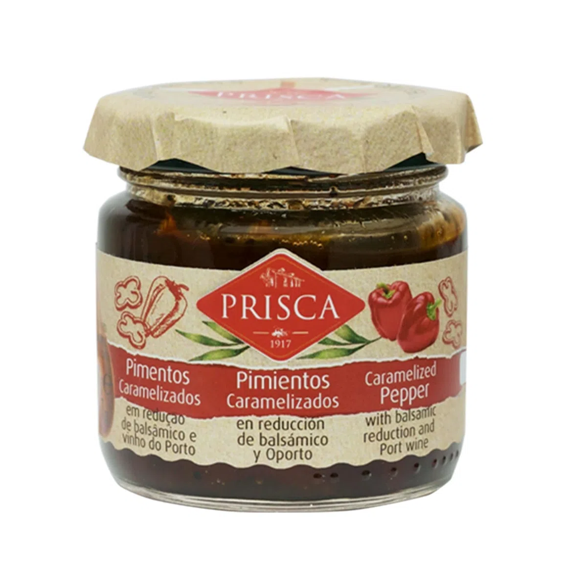 Surtido de condimientos e mermelada (6x90g) - 2x Cebolla Caramelizada, 2x Pimientos Caramelizados, 2x Mermelada de Higo - Prisca