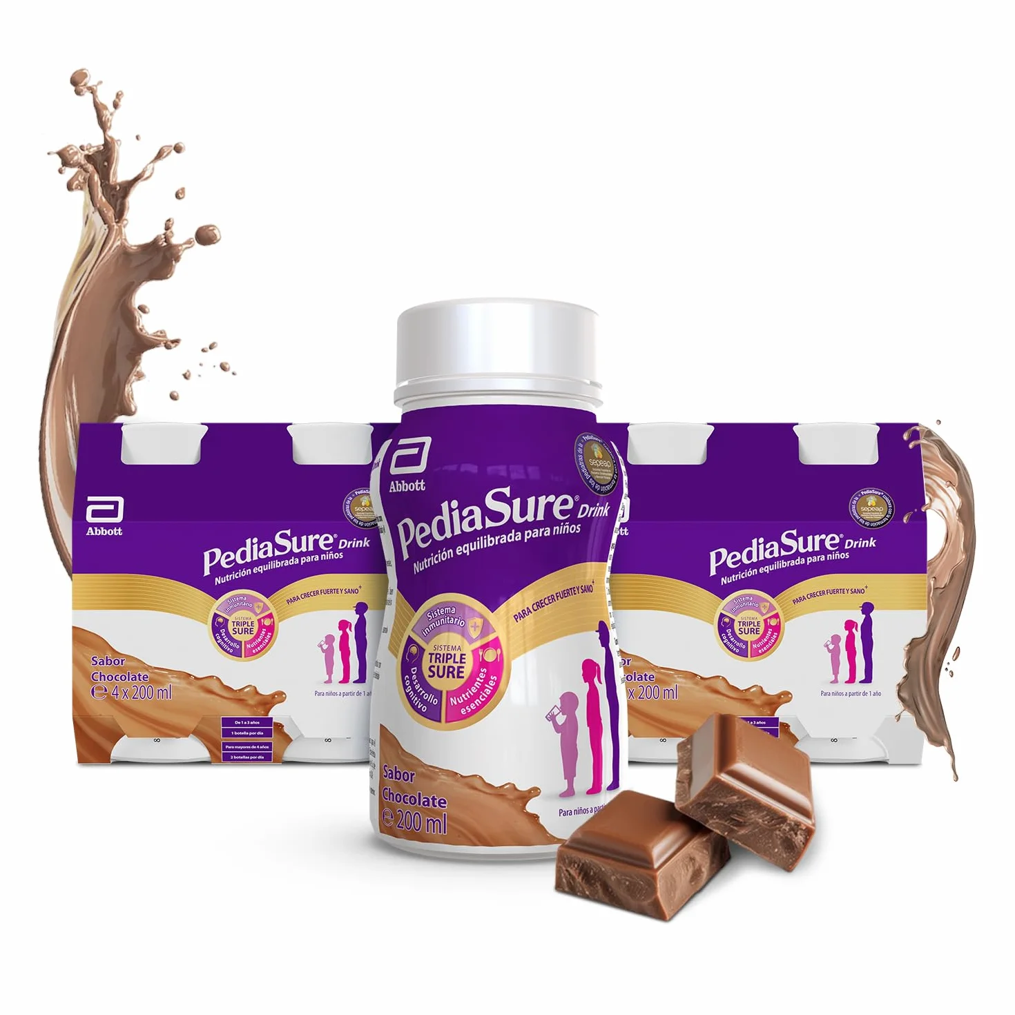 Pediasure Chocolate Complemento Alimenticio para Niños Proteínas Vitaminas Minerales Pack 8 x 200ml