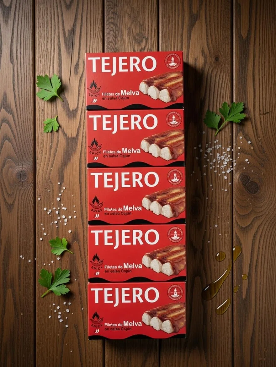 Tejero - Conserva de Pescado | Filetes de Melva en salsa cajún - 5 Latas x 120 gr