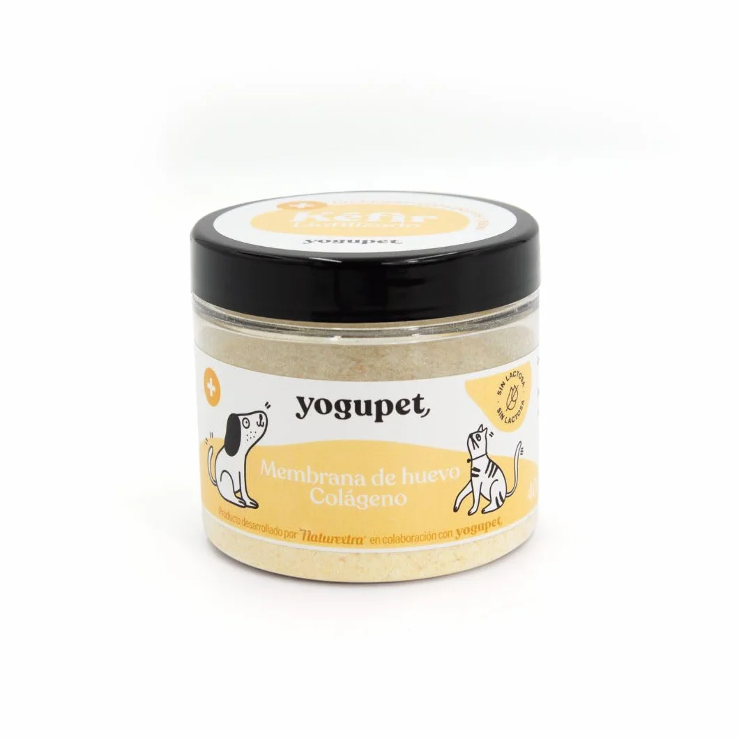 Kéfir en Polvo para Perros y Gatos | Yogupet Kéfir Liofilizado Membrana de Huevo 40gr | Kéfir con Calabaza, Membrana de Huevo y colágeno