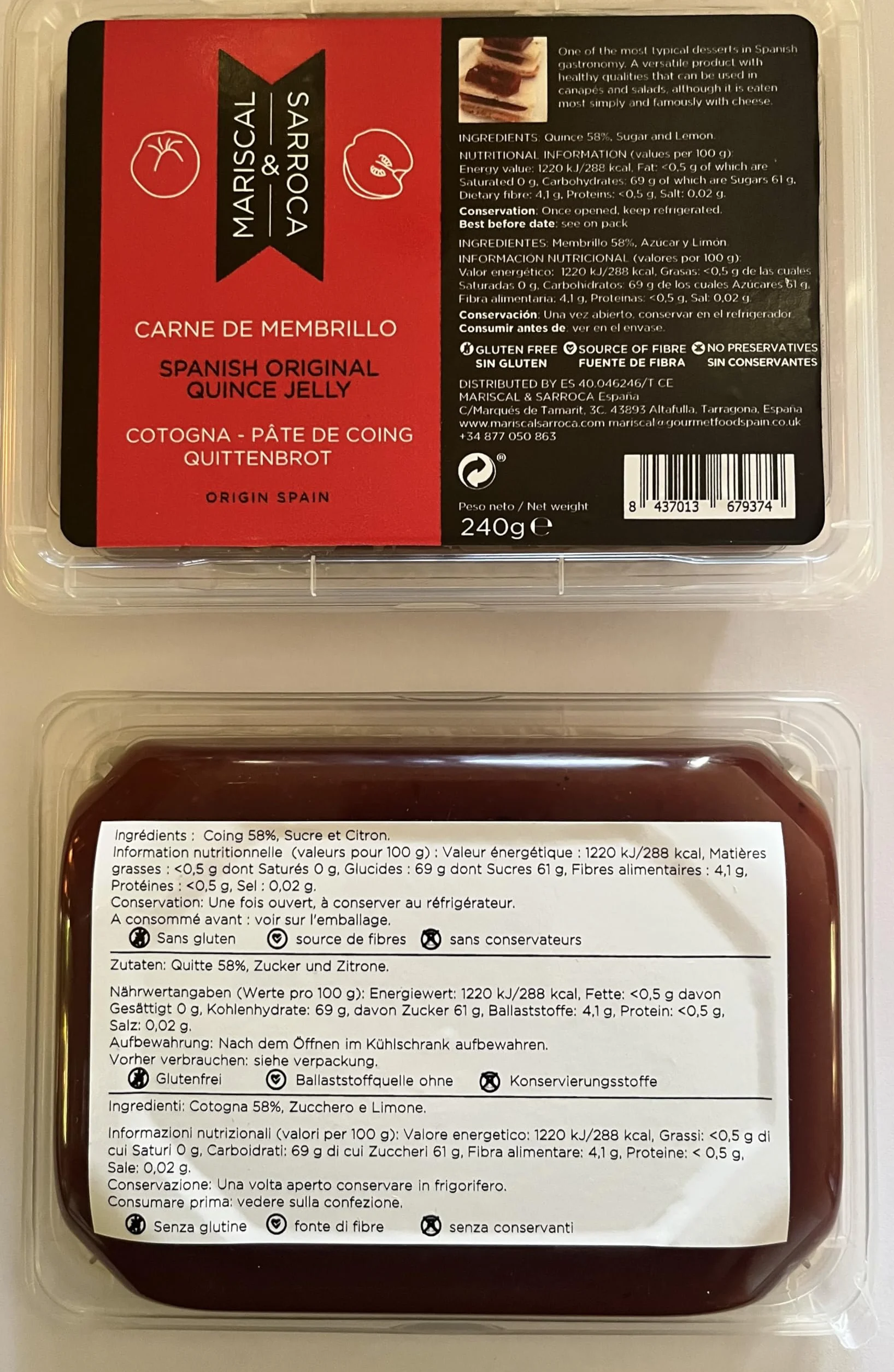 Pack Membrillos 2 x 240g Mariscal & Sarroca Original y con Naranja