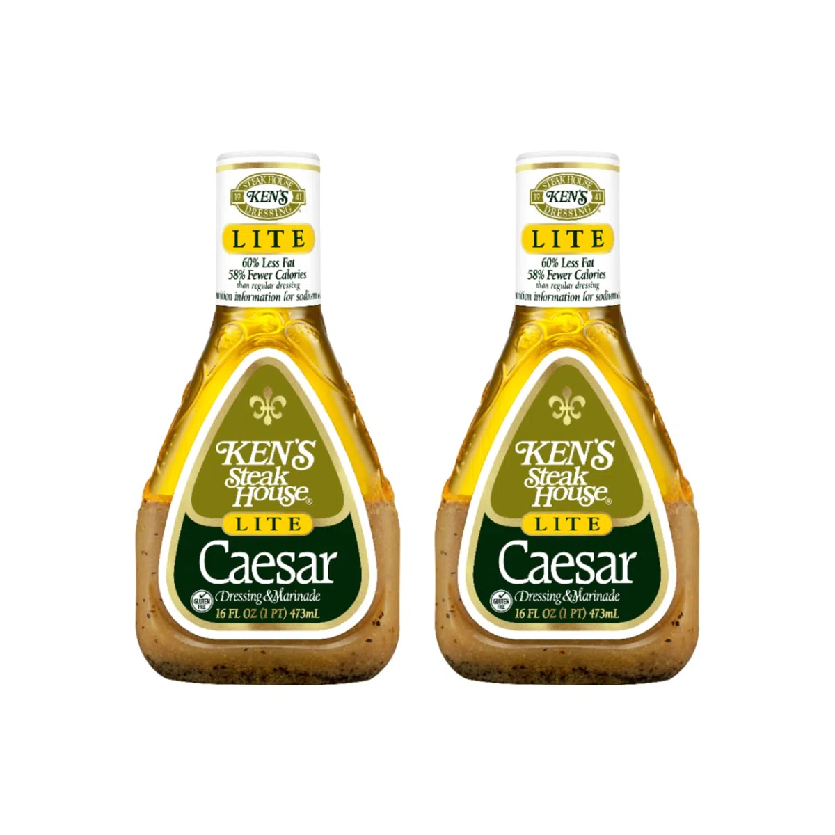 Ken's Steakhouse LITE Creamy Caesar Dressing (Pack of 2) 16 oz Bottles