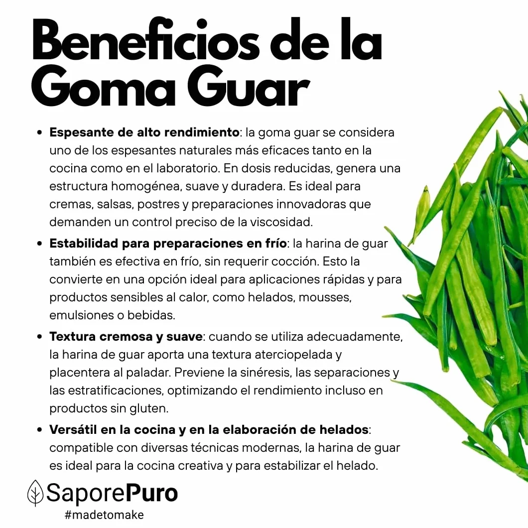 Saporepuro Goma Guar en polvo 1 KG - Ideal para helados y sorbetes - 100% puro
