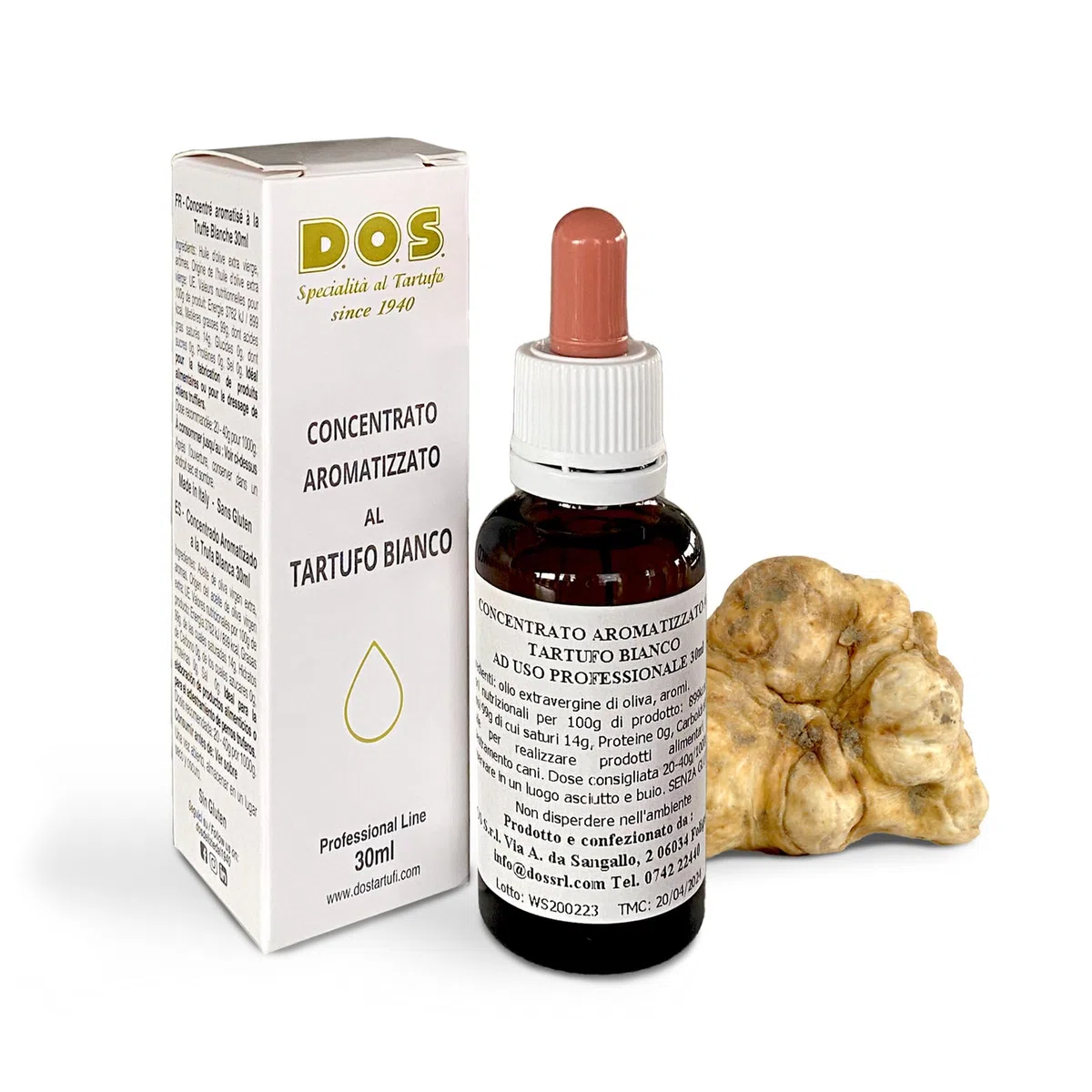 Concentrado Aromatizado a la Trufa Blanca 30ml Extra fuerte para uso profesional - D.O.S. Especialidades con trufa desde 1940