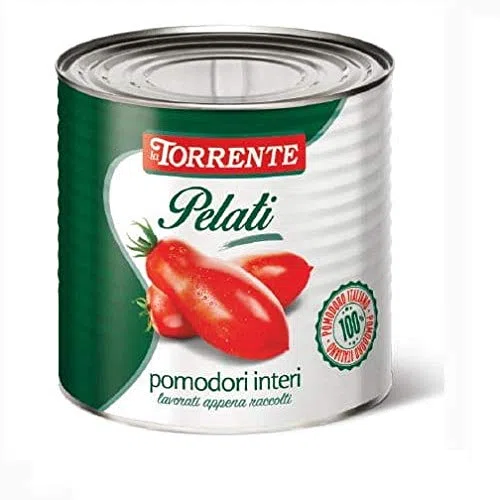 La Torrente Pelati - Salsa italiana para tomates pelados para pasta y pizza (2,5 kg)