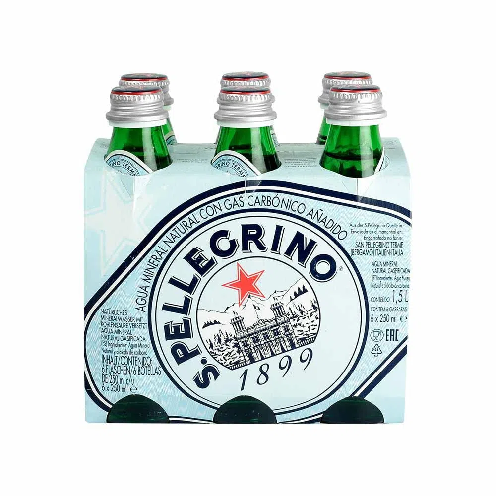 San Pellegrino Agua Mineral Natural Con Gas (6X250ml) (Paquete de 2)